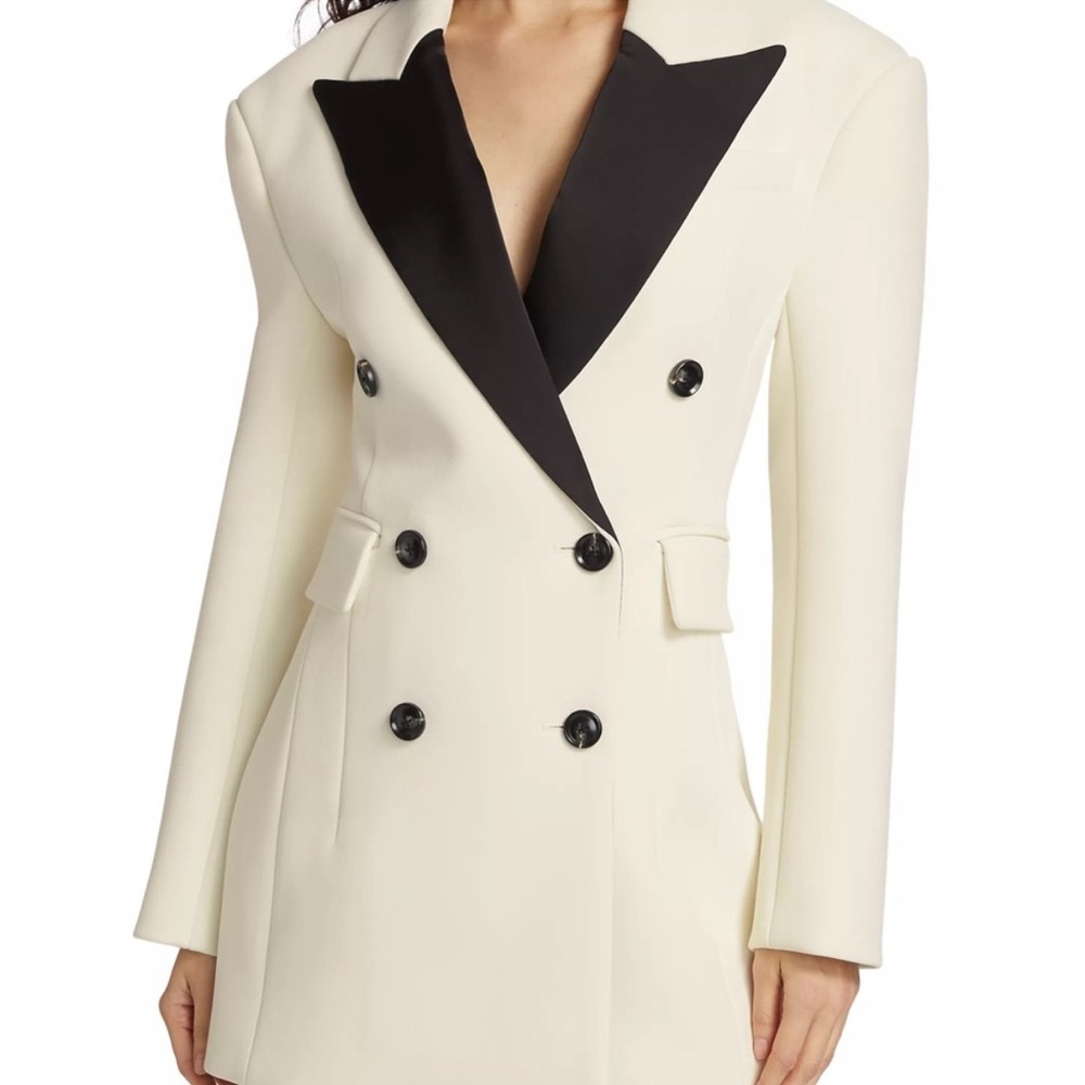 Ronny Kobo Atticus Jacket Dress in Pearl and Jet Black - Picture 4 of 6